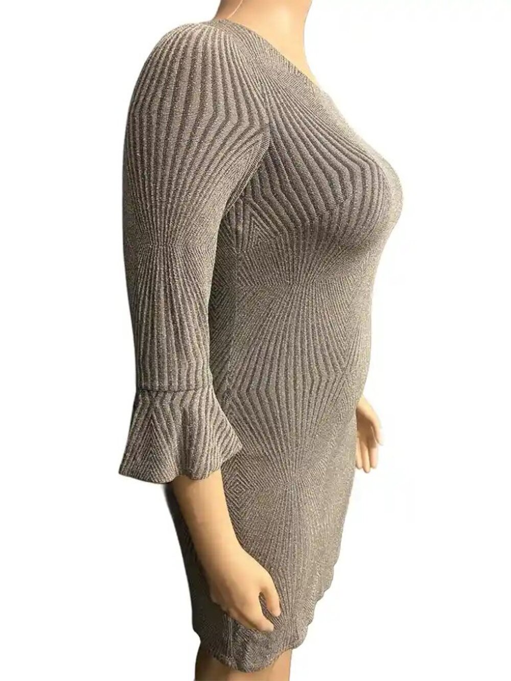 Jessica Howard Metallic Dress Gray Bell Sleeve - Picture 3 of 7